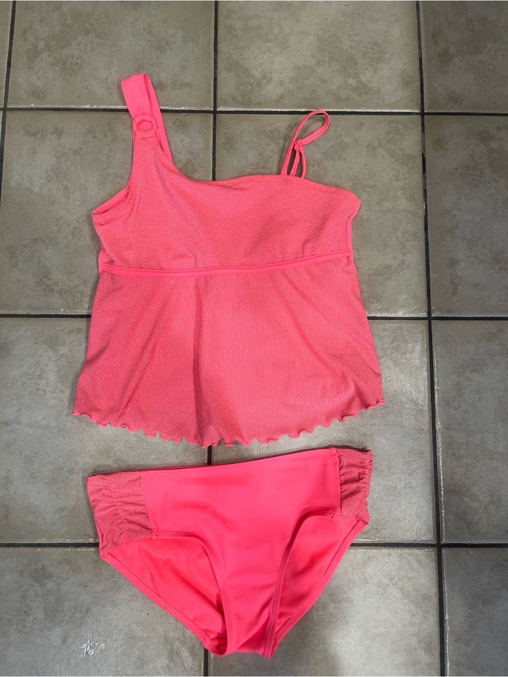 Justice Neon Pink Girls Two-Piece Tankini Set